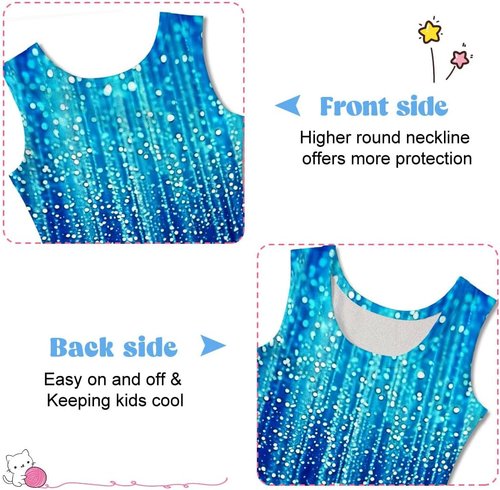 Funnycokid Girls Gymnastics Leotards - Sparkle Dance Unitards with Shorts | Mermaid Design, Ages 2-10