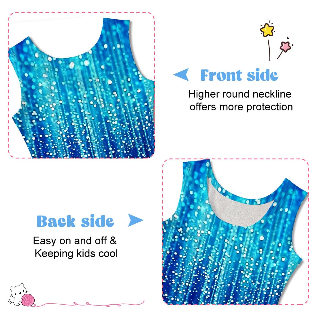Funnycokid Gymnastics Leotards for Girls Kids Outfits Sparkly Unitards Clothes with Shorts, Diamond Dark Blue, 6-7 Years