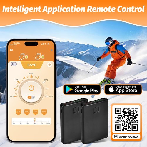 2 Pack Heated Socks for Men Women, APP Control Rechargeable Electric Heated Socks for Up to 10 Hours Electric Socks with 4 Heat Settings Foot Warmers for Winter,Skiing,Hunting,Hiking,Outdoor Work