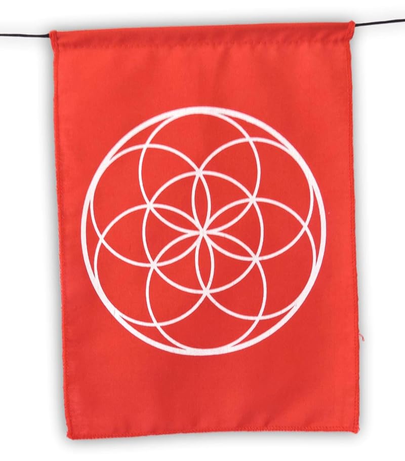 Sacred Geometry Rainbow Prayer Flags Set | Handprinted 9x12 In Indonesia