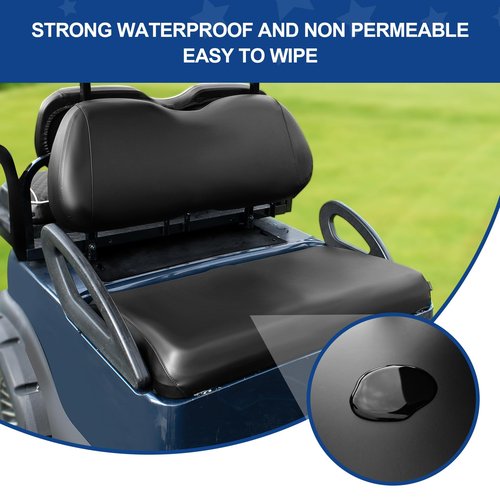 NOKINS Golf Cart Seat Covers Leather Front Seat Cover Fit Club Car Precedent,Smooth and Simple Style,No Stapler,Golf Cart Vinyl Waterproof Replacement Seat Cover, Black