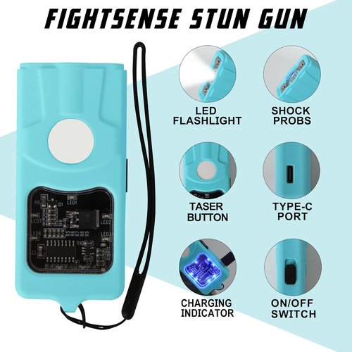 FIGHTSENSE Stun Gun Flashlight - Rechargeable Self Defense Tool for Women | Compact & Powerful Design