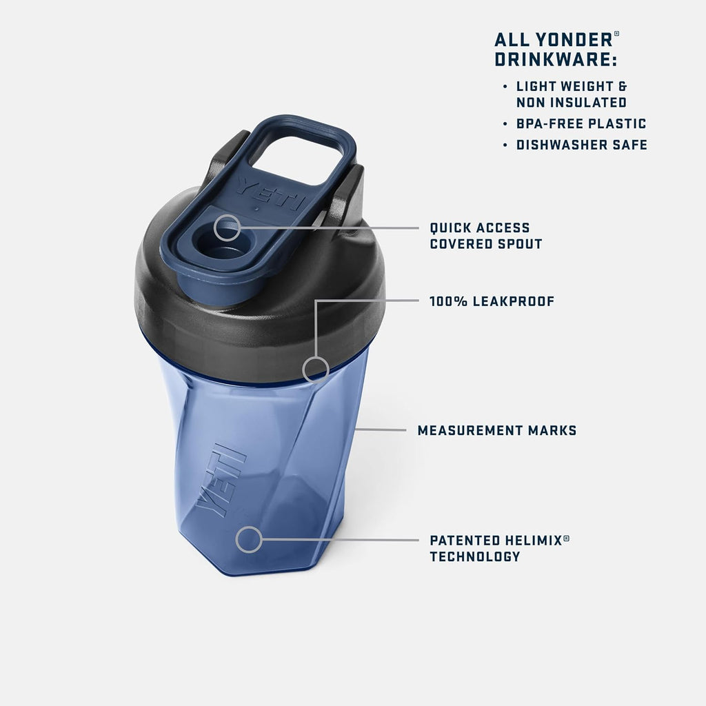 YETI Yonder Helimix Vortex Blender Shaker Bottle - 20oz Portable Protein Cup | Dishwasher Safe, Royal Blue