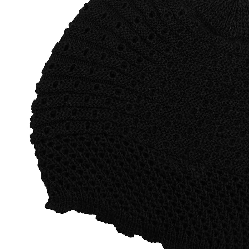 Crochet Slouchy Beanie for Women - One Size, Plain Black (Variation: Plain Black+One Size)