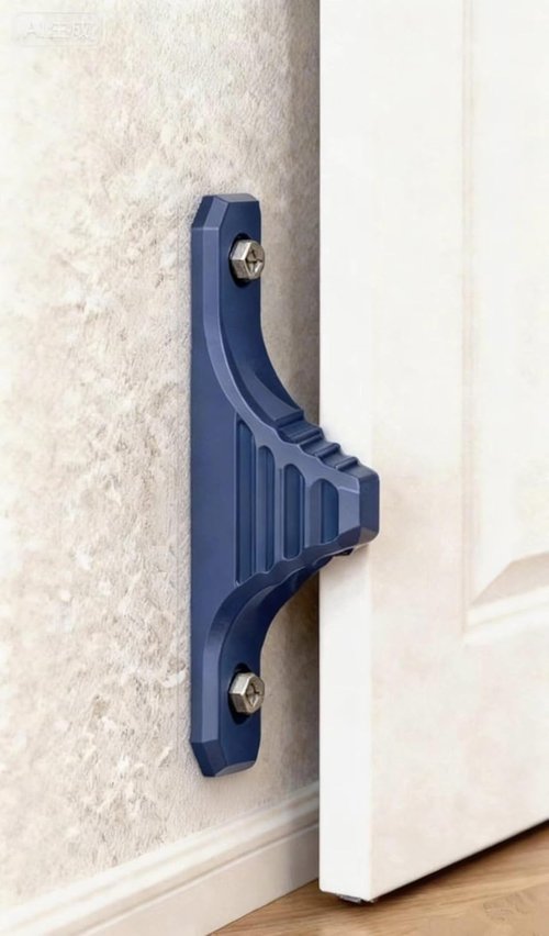 Metal Door Barricade Stopper - Durable Outdoor Door Stop in Sleek Black Finish