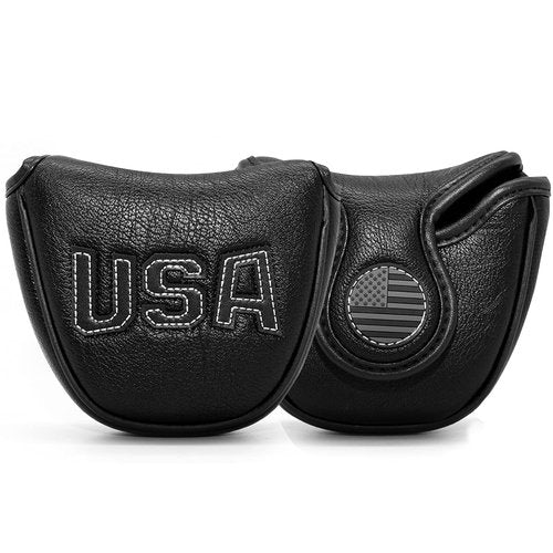 USA Mallet Putter Cover Headcover Magnetic Golf Head Covers Headcovers Club Protective Equipment for Scotty Cameron Odyssey Two Ball Taylormade Durable Thick Pu Leather