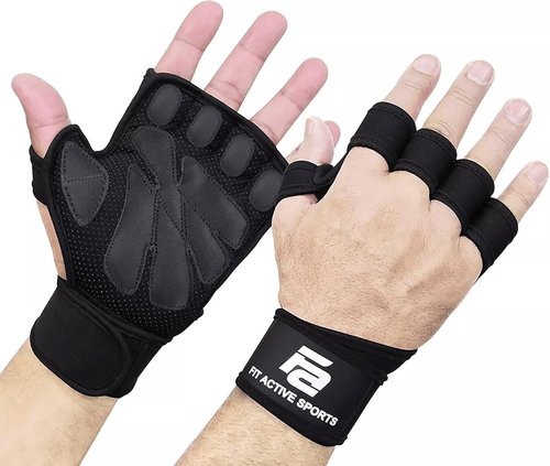 Fit Active Sports Ventilated Weight Lifting Gloves with Wrist Wraps | Ideal for Gym & Cross Training
