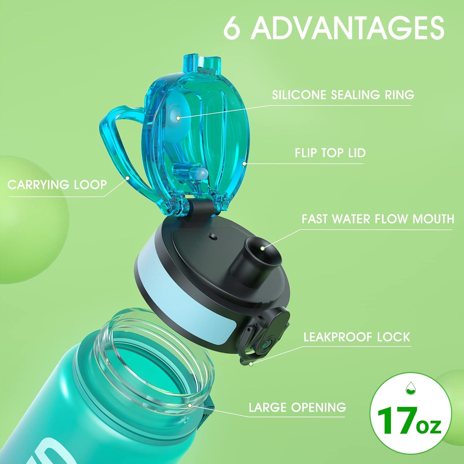 Sahara Sailor Water Bottle - Durable, Leakproof Tritan Design with Motivational Time Marker | 32/25/17oz