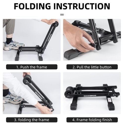 ROCKBROS Foldable Bike Stand Floor Bike Parking Stand Bicycle Rack for 20"-29" Mountain Road Indoor Outdoor Garage Storage