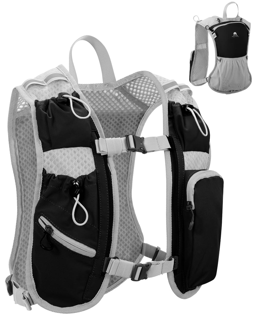Running Vest for Women and Men, Hydration Running Backpack, Runners Vest, Hydration Vest, with Front Phone Holder, Adjustable Chest and Waist Strap