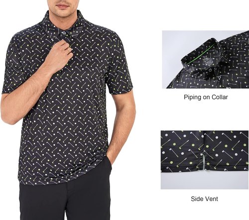 Alex Vando Men's Golf Shirt - Moisture-Wicking Quick-Dry Performance Polo | Stylish Print Design