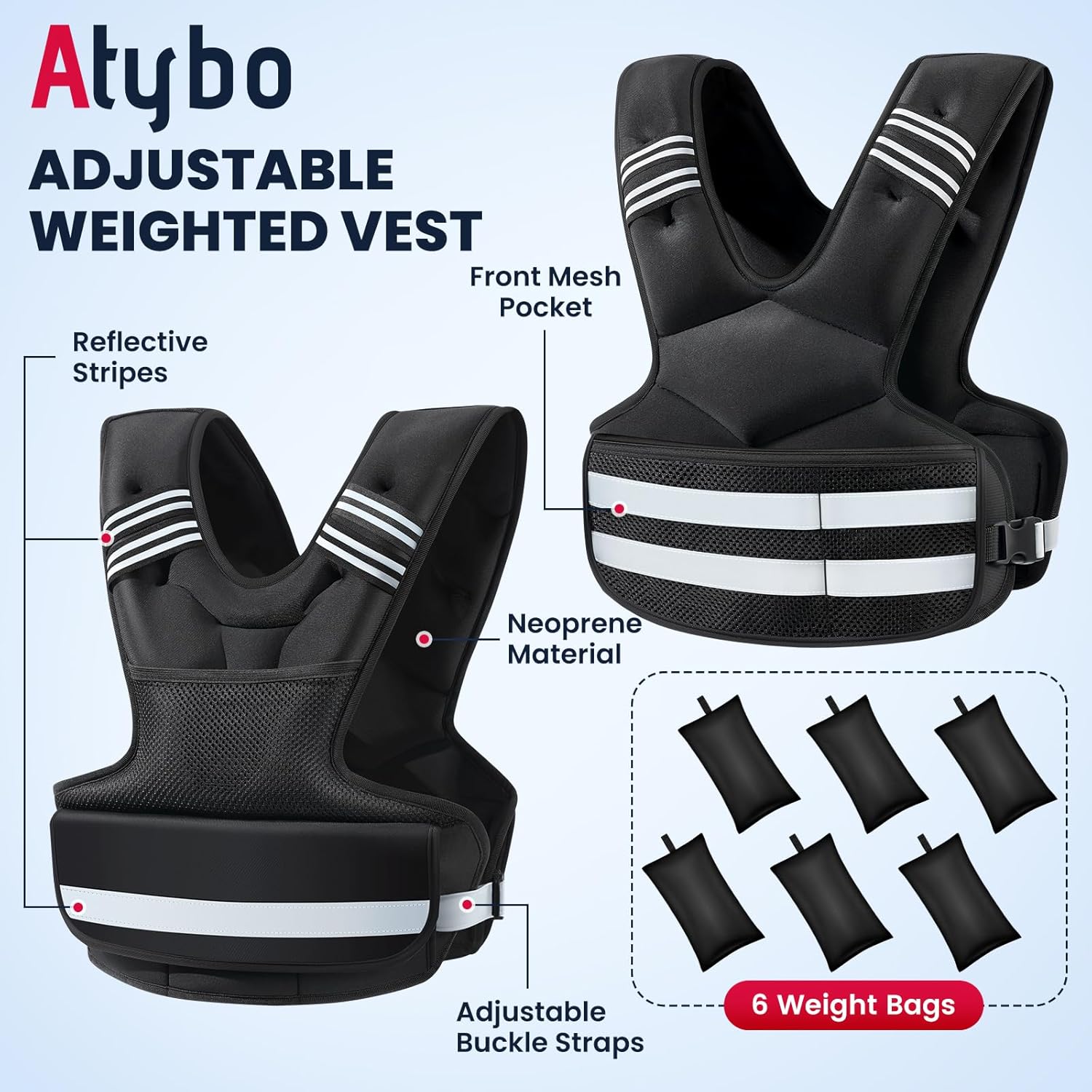 Skiennix Adjustable Weighted Vest - Versatile 4-32lb Options with Storage Pocket & Reflective Stripes for Workouts