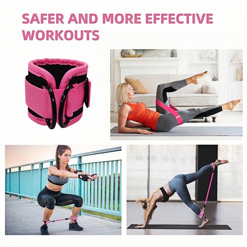 Women's ankle resistance band elastic band set - Hip workout equipment for kickback hip fitness training, female hip lift exercise belt，Natural Rubber Leg Hip Glute Workout Bands, Includes Storage Bag