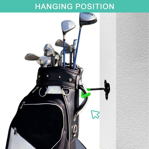 FEYRUN Wall Mounted Golf Bag Hook, 2 Bags Storage Racks Perfect for Garage Organization, Space Saving Hanging Organizer (Black)