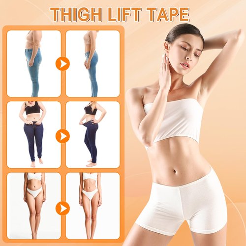 WOMEIKI 60PCS Thigh Lift Tape - Instant Skin Tightening, Anti-Chafing & Lift Firming for Legs, Invisible Waterproof Anti-Friction Patch for Women, Perfect for Dresses, Sports & Daily Wear (60)