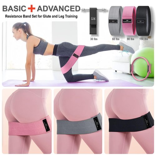 Nuplot Pilates Equipment, Pilates Kit for Home Workouts, Pilates Essentials Kit for Women, Home Pilates Kit with Pilates Ring and Ball Set, Booty Bands, Figure 8 Resistance Band, Yoga Band (Black)