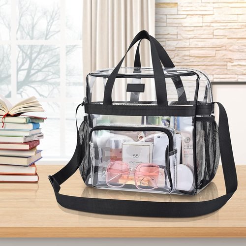 Bagenius Clear Tote Bag - Stadium Approved 12x6x12 Satchel with Shoulder Strap for Events | Durable & Stylish