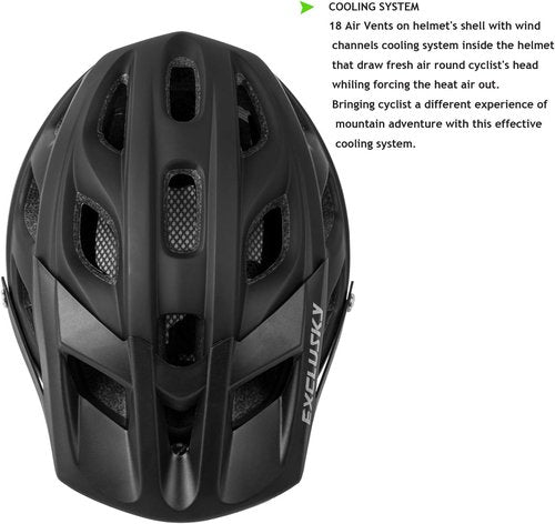 Exclusky Mountain Bike Helmet - Lightweight Adjustable Cycling Helmet for Men & Women | Visor Included