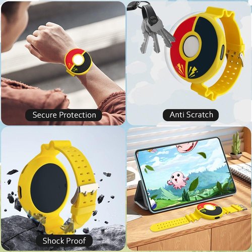 Chanvoo Soft Silicone Band Compatibile with Poke Go Plus + 2023, Protective Case Adjustable Wristband (Yellow)