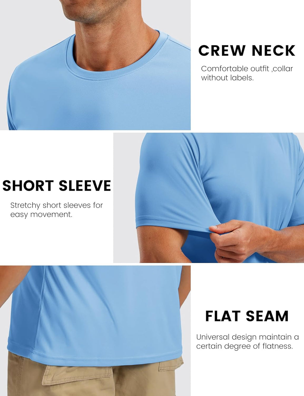 TACVASEN Men's Athletic T-Shirt - Quick-Dry Workout Shirt with UPF50+ Sun Protection | Ideal for Running & Swimming