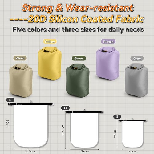 HIKEMAN Waterproof Dry Bag - Ultralight Roll Top Dry Sack | 3-Pack for Travel, Swimming, Kayaking (Green)