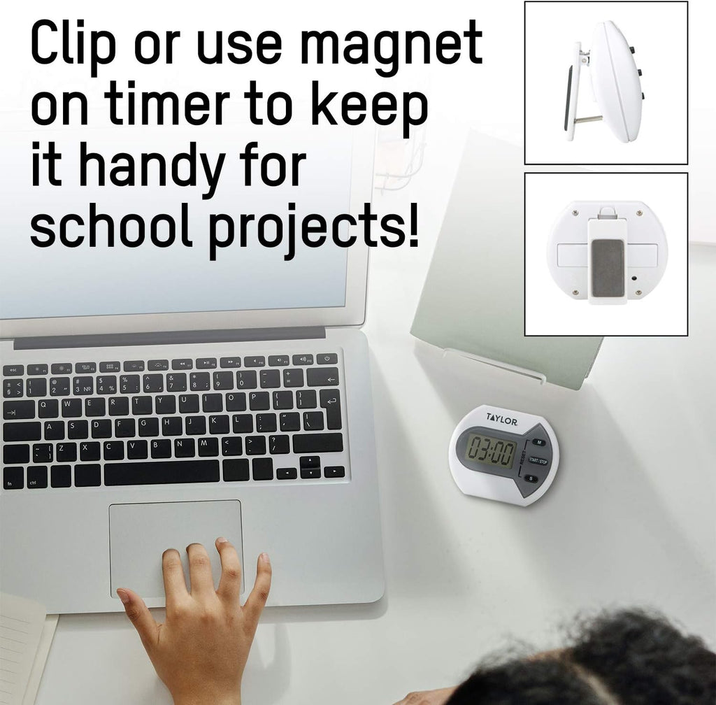 Taylor Digital Timer - Counts Up and Down for School, Learning, Projects & Kitchen Tasks