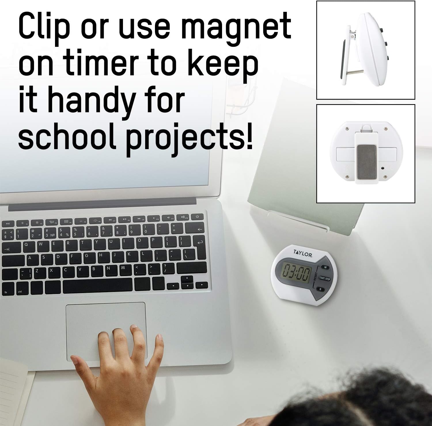 Taylor Digital Timer - Counts Up and Down for School, Learning, Projects & Kitchen Tasks