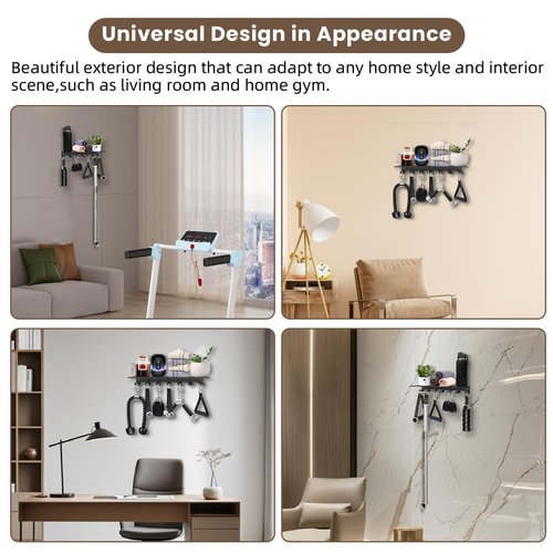 Floating Shelf Organizer Compatible with Tonal Accessories Wall Mount Hanger with Hooks T-Lock Adapters Home Gym Weight Storage Equipment Metal Rack Holder Bracket Hanger Workout Fitness (Classic)