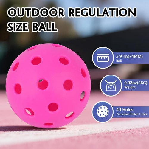 AILANFEI ALANFEI 12-Pack Premium Pickleball Balls -Compliant USAP Approved, 40 Holes Outdoor/Indoor Pickle Balls， Perfectly Balanced, High Bounce True Flight, Pickle Ball for Tournament Play
