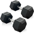 Rubber Hex Dumbbell Set - Premium Coated Free Weights for Home Gym | Multiple Weight Options 15-550 lbs