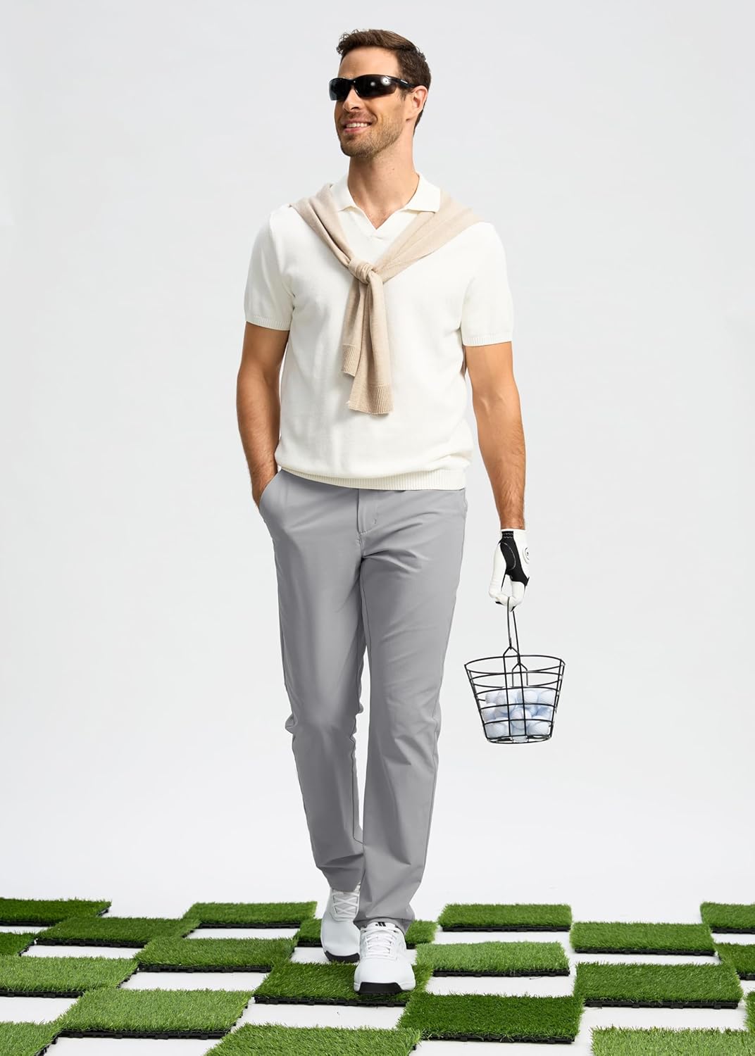 Pudolla Men's Golf Pants - Lightweight Quick-Dry Casual Slacks with Pockets | Stretchy Comfort in 30"/32"/34" Sizes