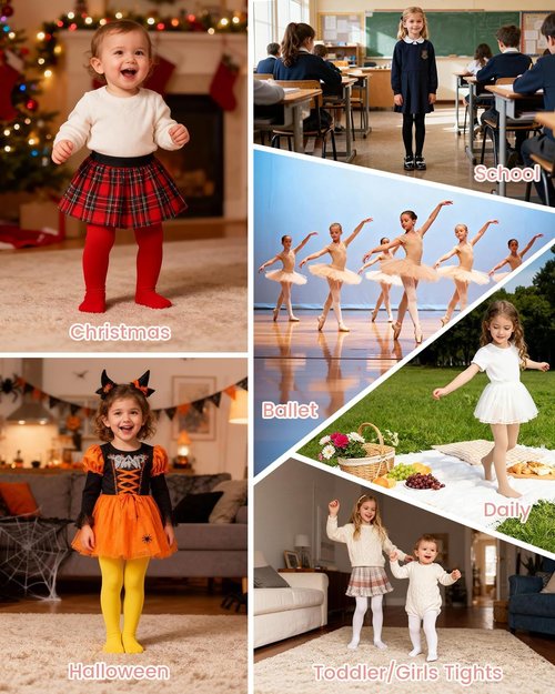 Century Star Girls Ballet Tights - Super Soft Footed Dance Tights for Toddlers | Comfortable Fit