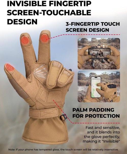 KEMIMOTO Tactical Gloves - Winter Warm Motorcycle Gloves with Touchscreen & Hard Shell Protection | Ideal for Riding, Hunting, and Climbing