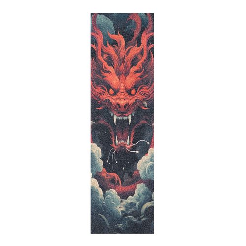 SDMKA Red Dragon Pattern Skateboard Grip Tape 9" x 33" Bubble Free Waterproof Skateboard Grip Tape Sheet Non Slip Griptape for Skateboard Longboard