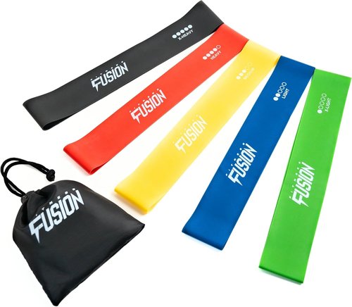 Fitness Fusion Resistance Loop Bands Set of 5 - Durable Non-Slip Design for Home & Gym Workouts