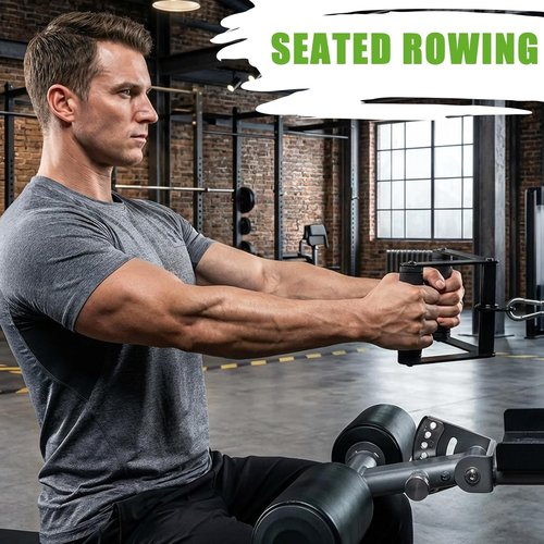Double D Row Handle - LAT Pulldown Attachment with Comfort Rubber Grip - 1.3 Inch Diameter V Bar for Cable Machines