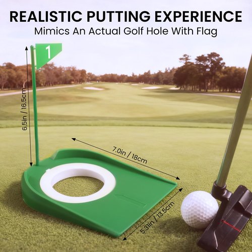 FINGER TEN Golf Putting Cup with Numbered Flag Design 3 Pack, Durable Plastic Practice Cups Golf Training Aids, Lightweight Easy to Carry for Office Backyard Indoor Outdoor (Green-3 Pack)