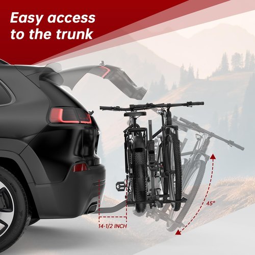 **160Lbs Heavy Duty Bike Rack Hitch by [Brand Name] - Foldable E-Bike Carrier for SUVs | Anti-Rattle Lock, Fits 2'' Receiver**