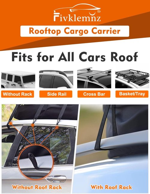 FIVKLEMNZ Waterproof 30 Cubic Rooftop Cargo Carrier Bag - Includes Anti-Slip Mat & Straps | Fits All Vehicles