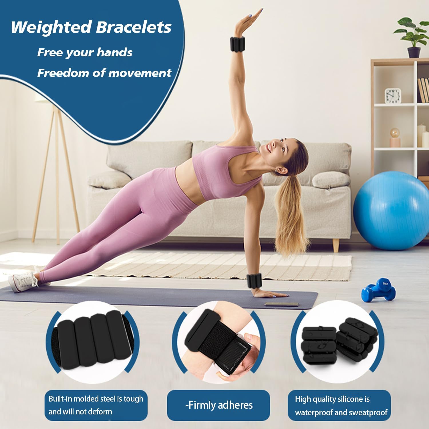 Skiennix Adjustable Wrist and Ankle Weights - 2 Pack (1lb Each) for Pilates, Gym, Yoga & Strength Training