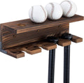 MyGift Wood Baseball Bat Holder - Wall-Mounted Display Shelf for Sports Memorabilia & Collectibles