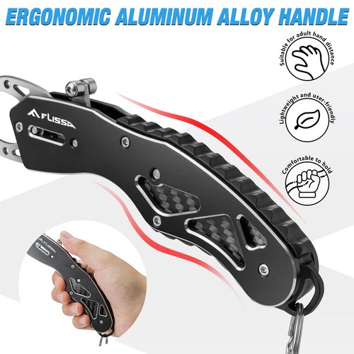 FLISSA 7" Fish Gripper, Stainless Steel, Lightweight Fish Holder for Caught Fish, 40 Pound Grabber