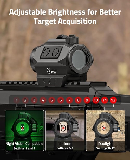 CVLIFE Red/Green Dot Sight - Motion Awake & Auto Off | 1x20mm 2MOA Waterproof Rifle Scope
