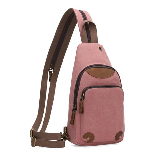 KL928 Canvas Sling Bag Crossbody Backpack Shoulder Casual Rucksack for Men Women,Rust Red