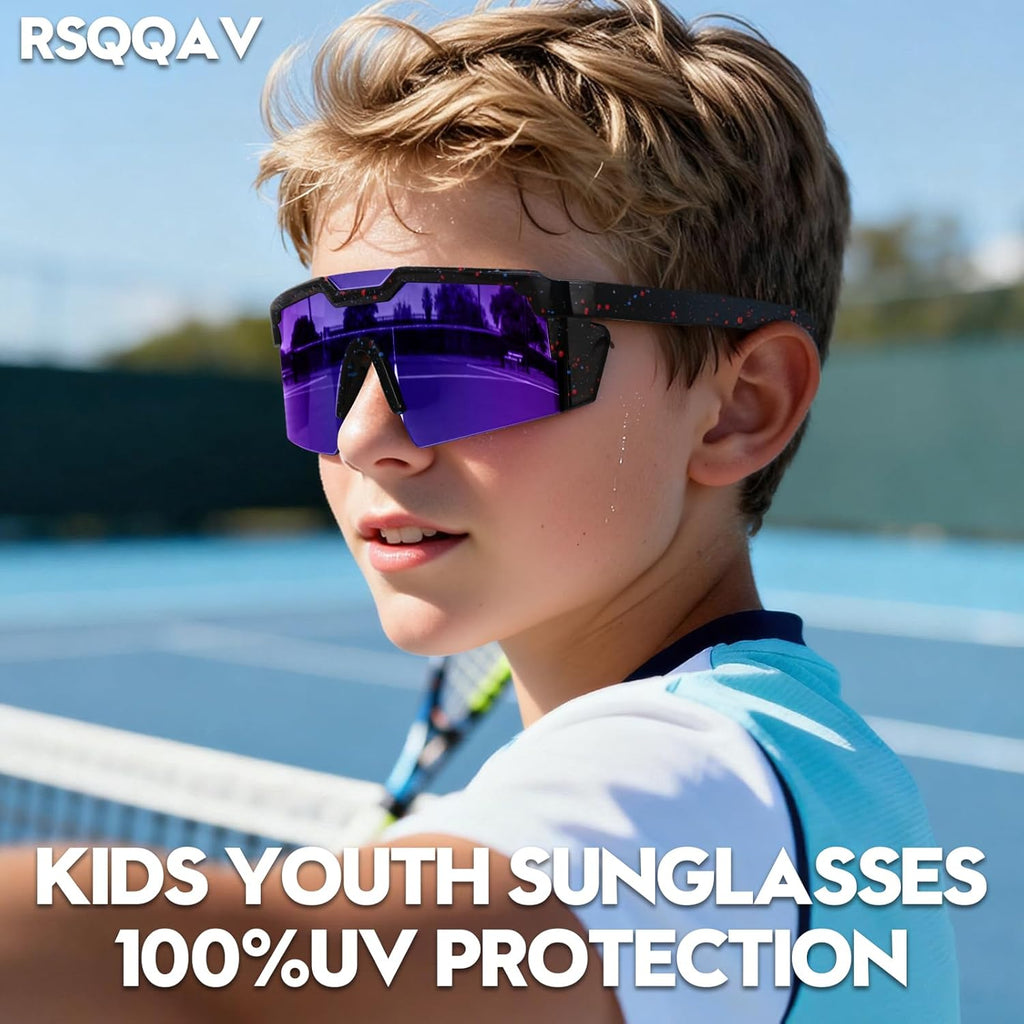Skiennix Kids Sunglasses - UV Protection Baseball Glasses for Boys & Girls Ages 6-12 | Cycling Sports Gear