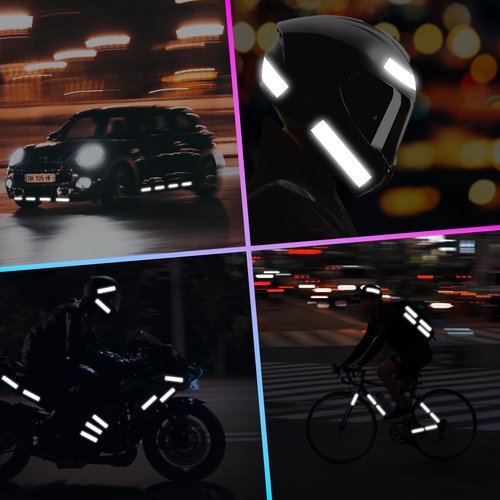 LOOM Reflective Stickers for Helmet | 6pcs Prism Gray | Similar to 3M Reflective Tape | Bike Reflectors for Night Riding, Mailbox reflectors | Waterproof hi vis Decals for Car, Trailer