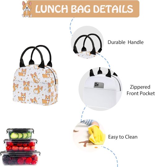 Corgi Cute 3PCS Backpack Set - Lightweight 17 Inch Bookpack for Teens | Includes Lunch Box & Pencil Case