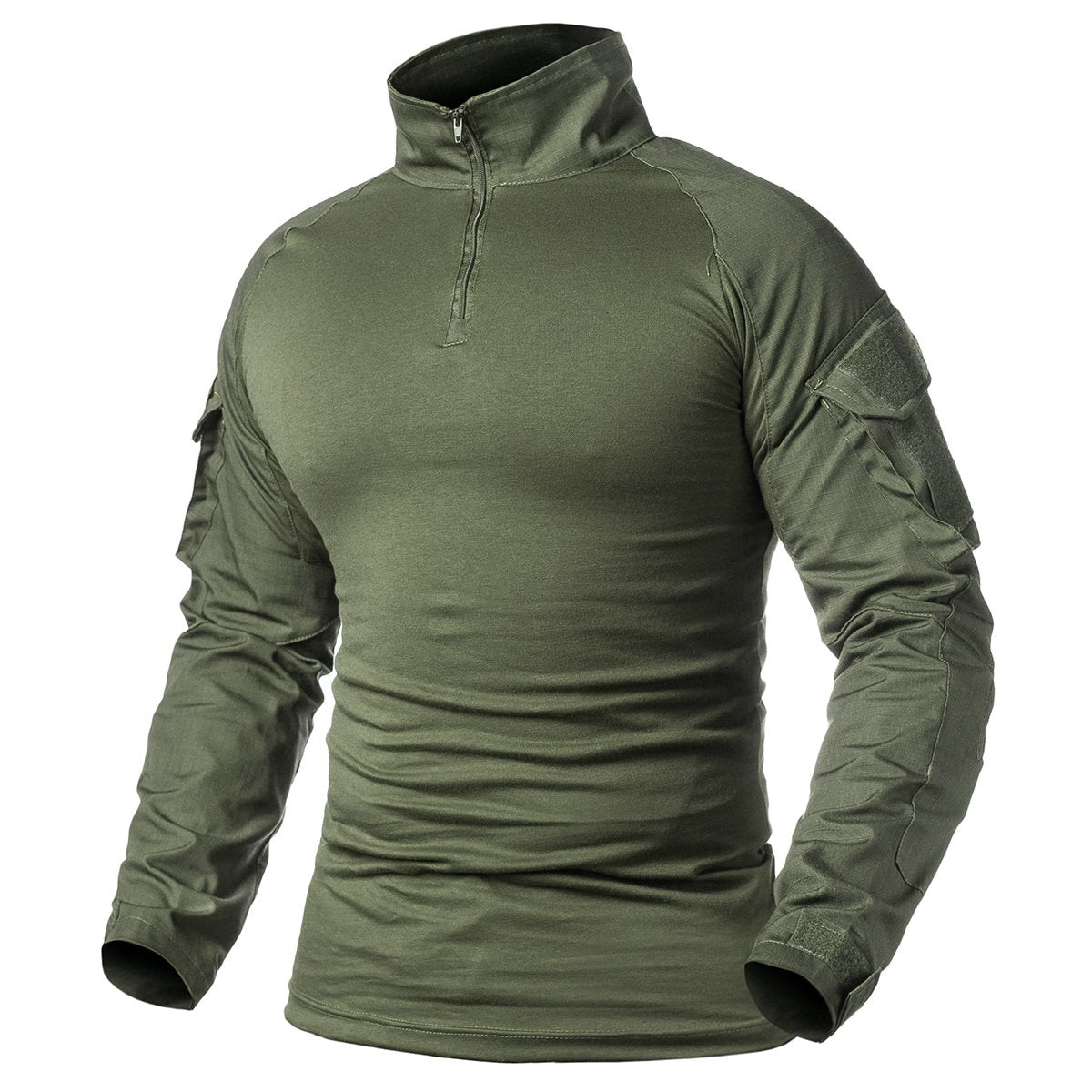ReFire Gear Men's Military Tactical Army Combat Long Sleeve Shirt Slim Fit Camo T-Shirt with 1/4 Zipper