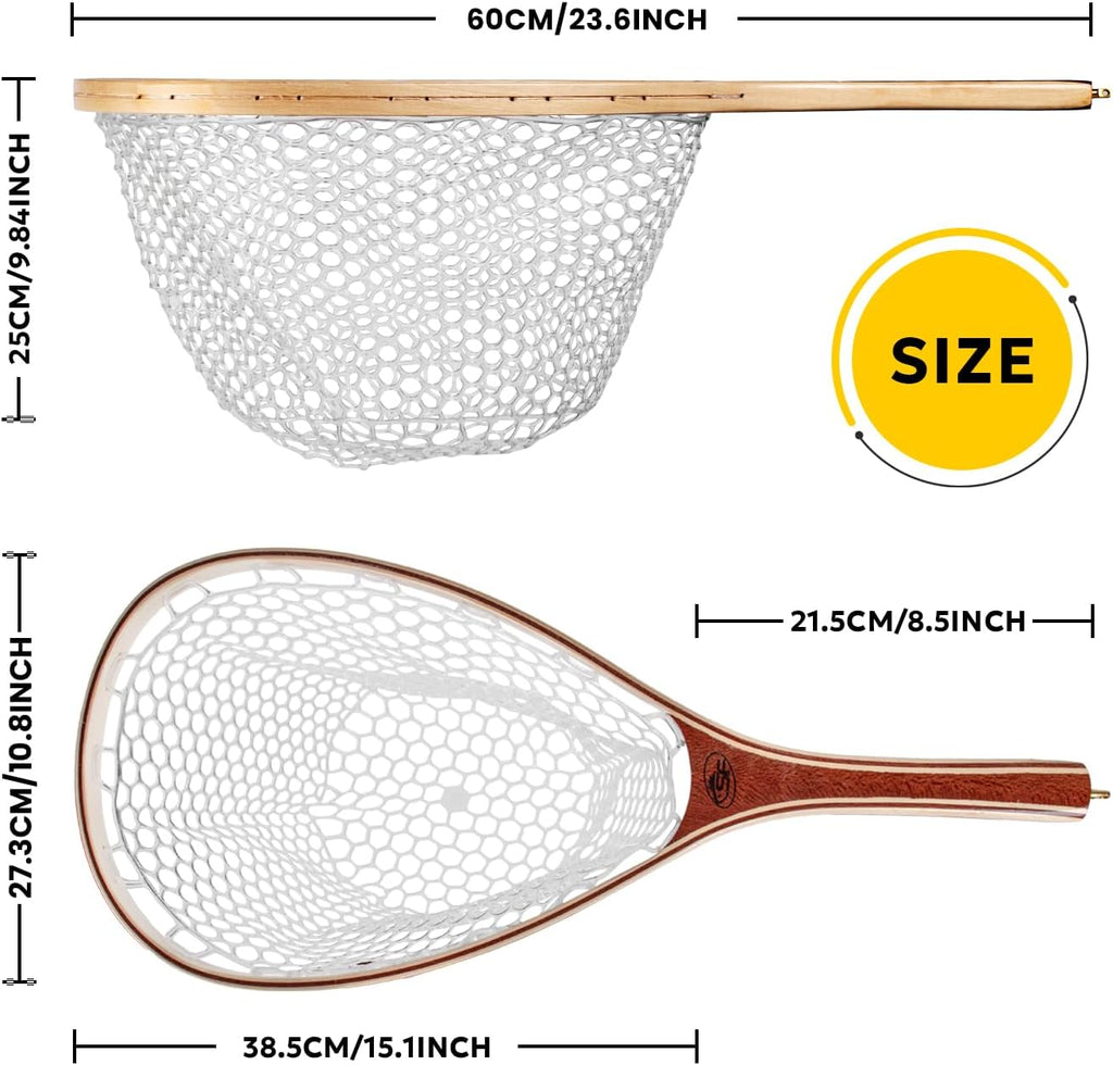 SF Fly Fishing Landing Net - Soft Rubber Mesh Design for Easy Catch & Release | Trout Fishing Gear