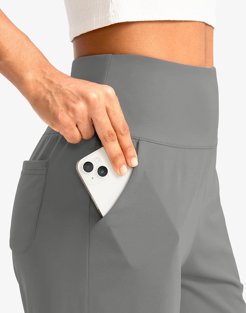 G Gradual Women's Bermuda Long Shorts - High Waisted, Knee Length with Pockets for Athletic Walking